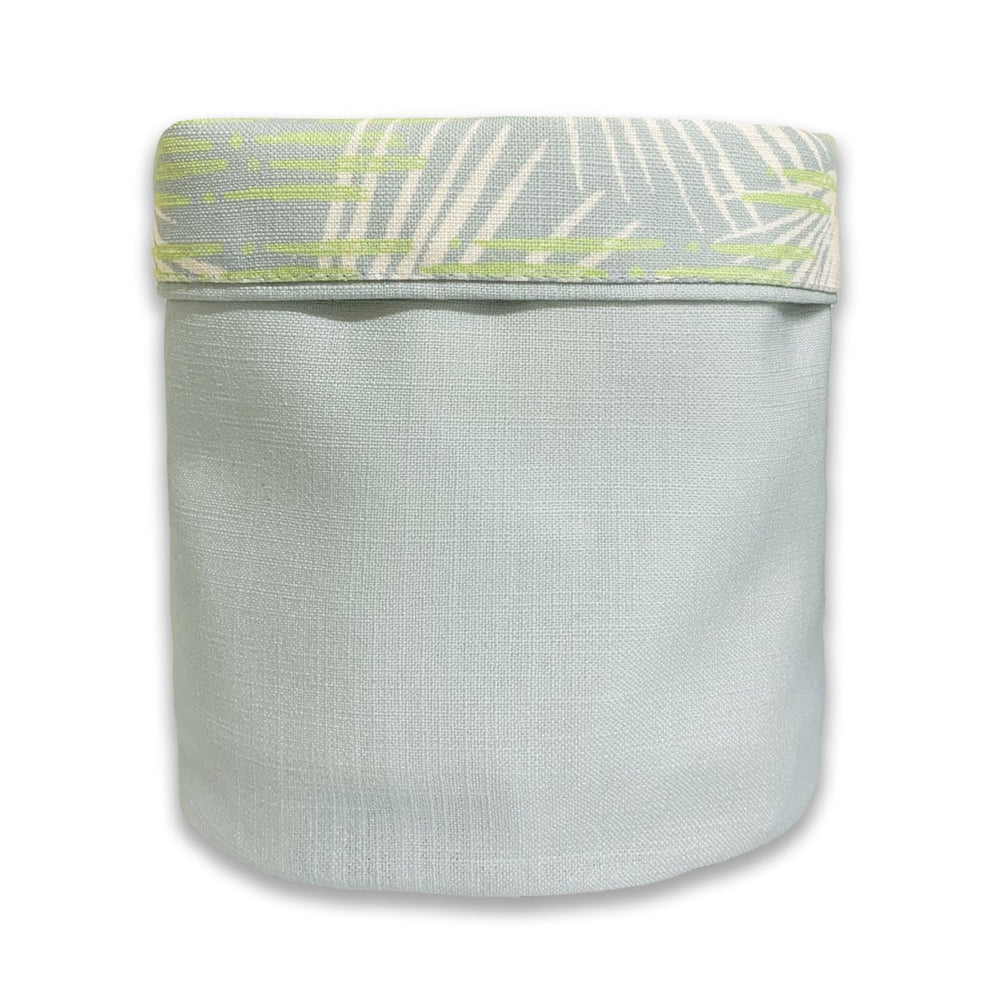 Celery and Light Blue Loulu Fabric Planter - Medium - reversible