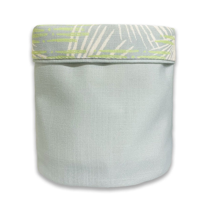 Celery and Light Blue Loulu Fabric Planter - Medium - reversible