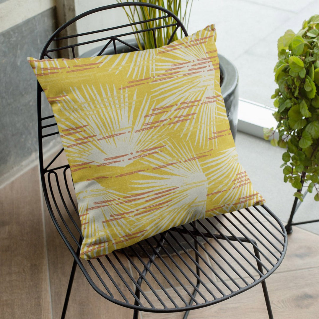 Liliko'i Loulu Square Pillowcase Set On a Black Metal Wire Chair