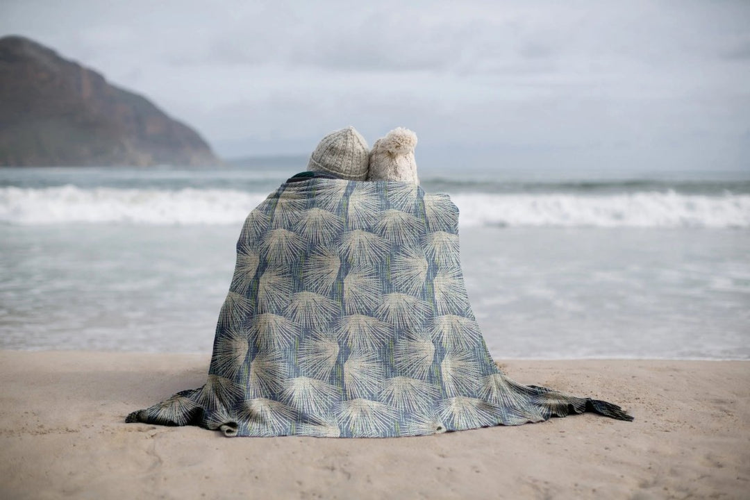 Blue and Ivory Loulu Throw