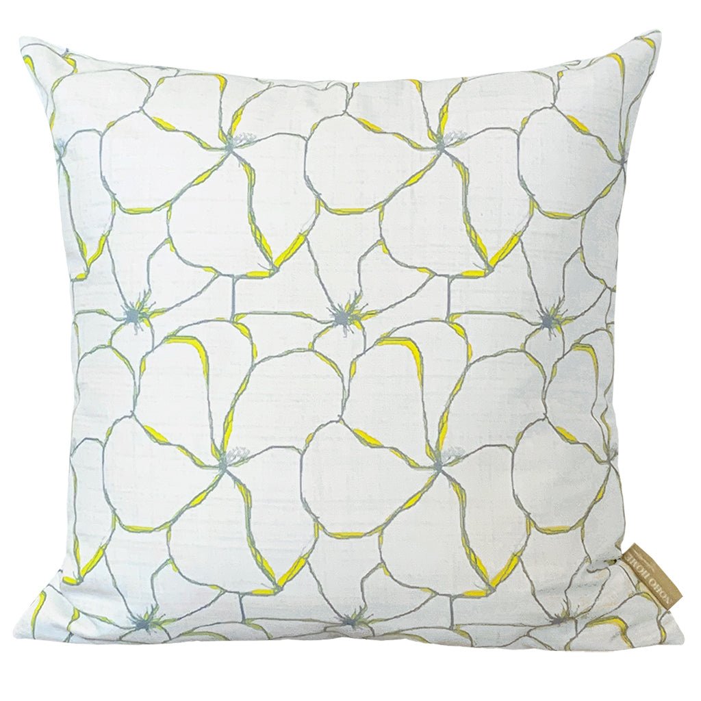 Beautiful Mōhala Square Pillowcase With Its Flower Hawaiian Print Front Side On a White Background