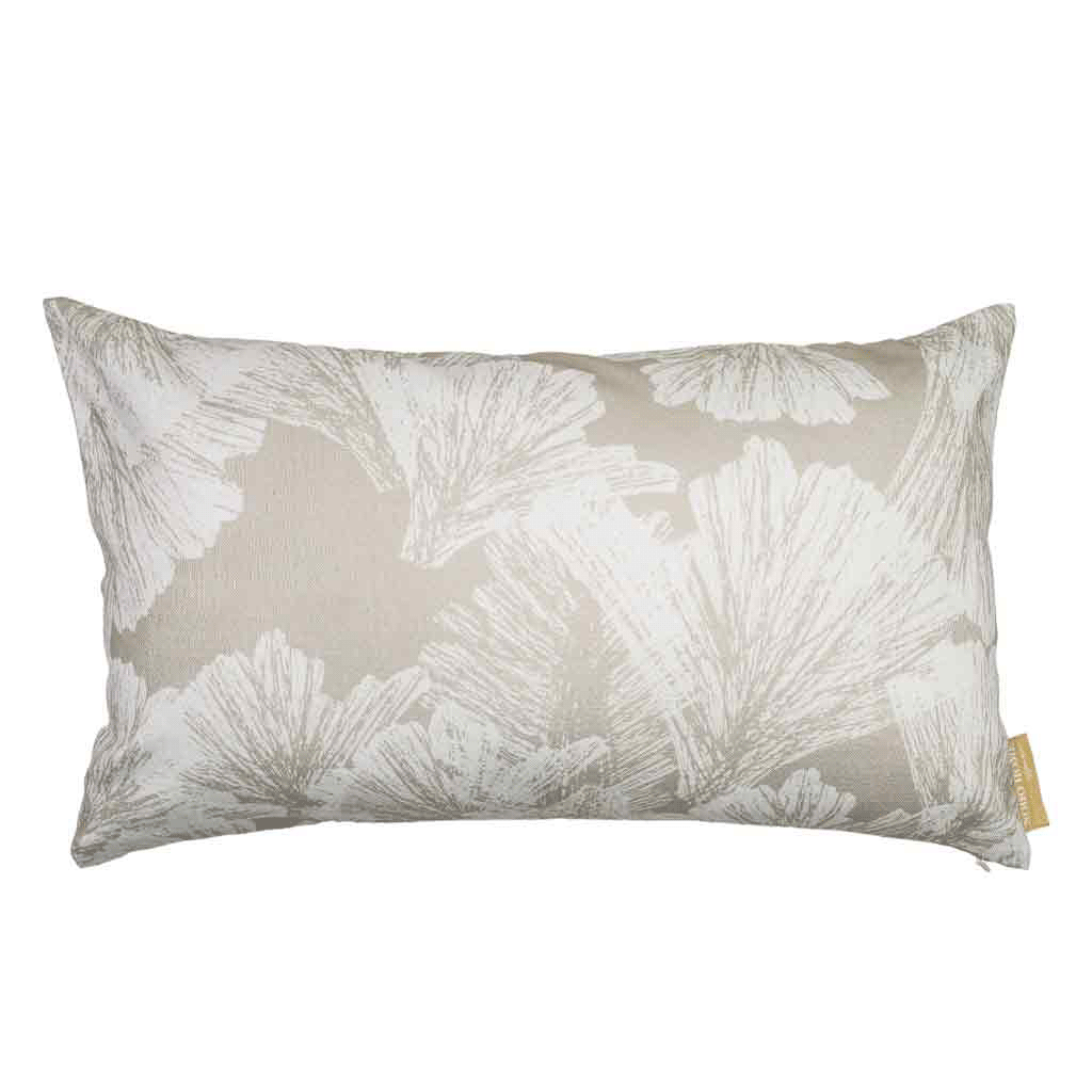 Ivory & Taupe Nahenahe Lumbar Pillowcase against white backgound