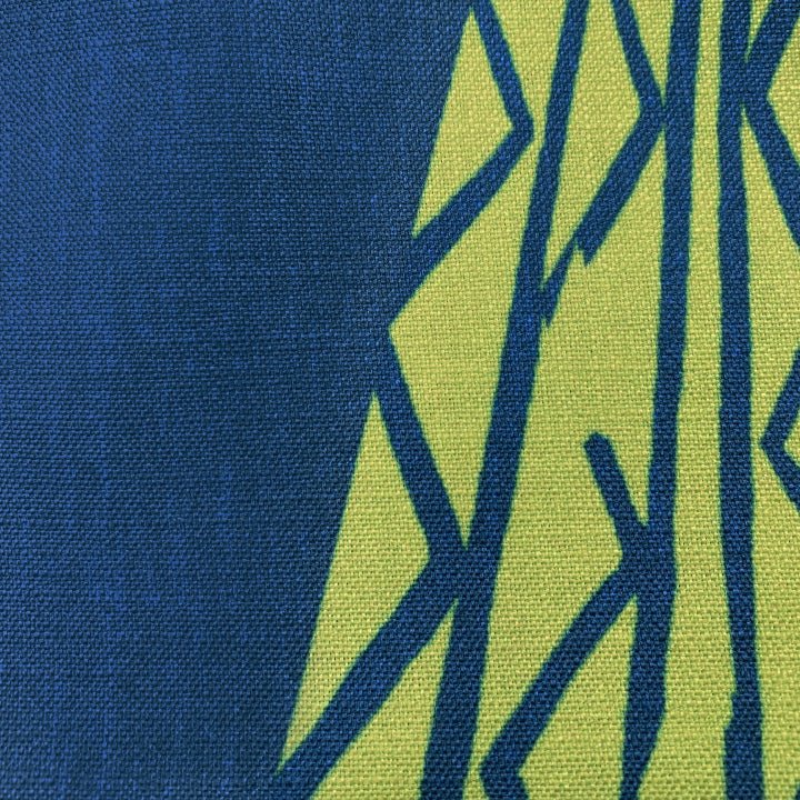 Close-up of Moss  & Navy Niho Kila Lumbar fabric