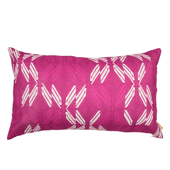 Ivory & Fuchsia Peʻa Lumbar Pillowcase on a white background