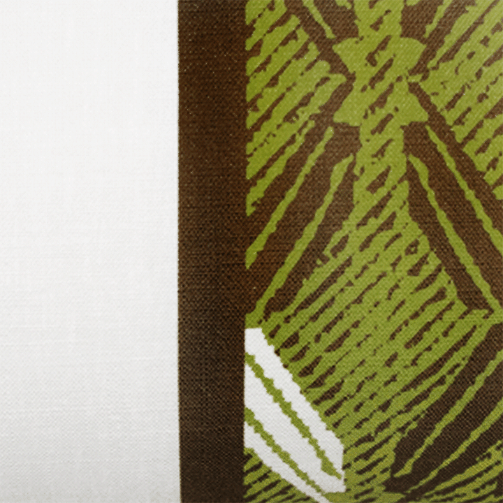 Close-up of Moss & Brown Peʻa Stripe Lumbar Pillowcase