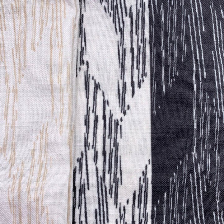 Close-up of Black and Ivory Pili Square Pillowcase print