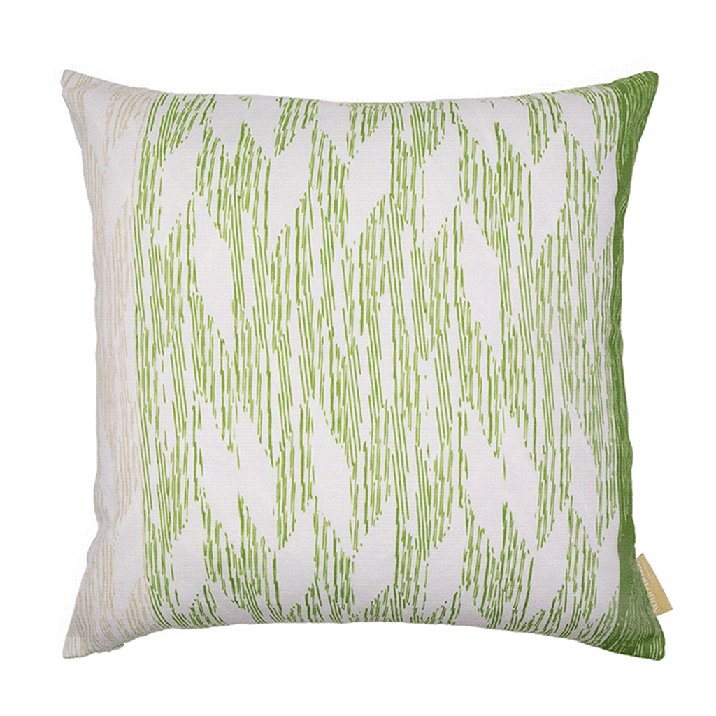 Sage and Ivory Pili Square Pillowcase against a white backdrop