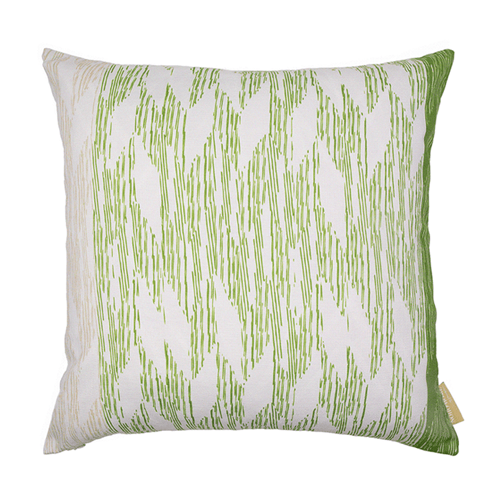 Sage and Ivory Pili Square Pillowcase against a white backdrop