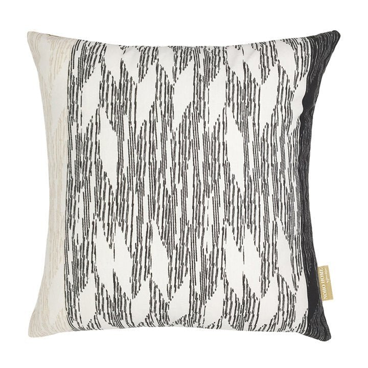 Black and Ivory Pili Square Pillowcase on white background