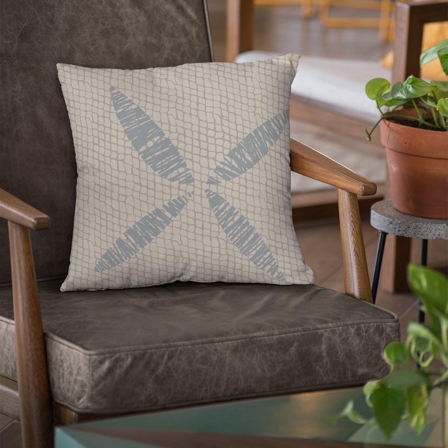 Light Blue and Beige Kapua Kai Square Pillowcase