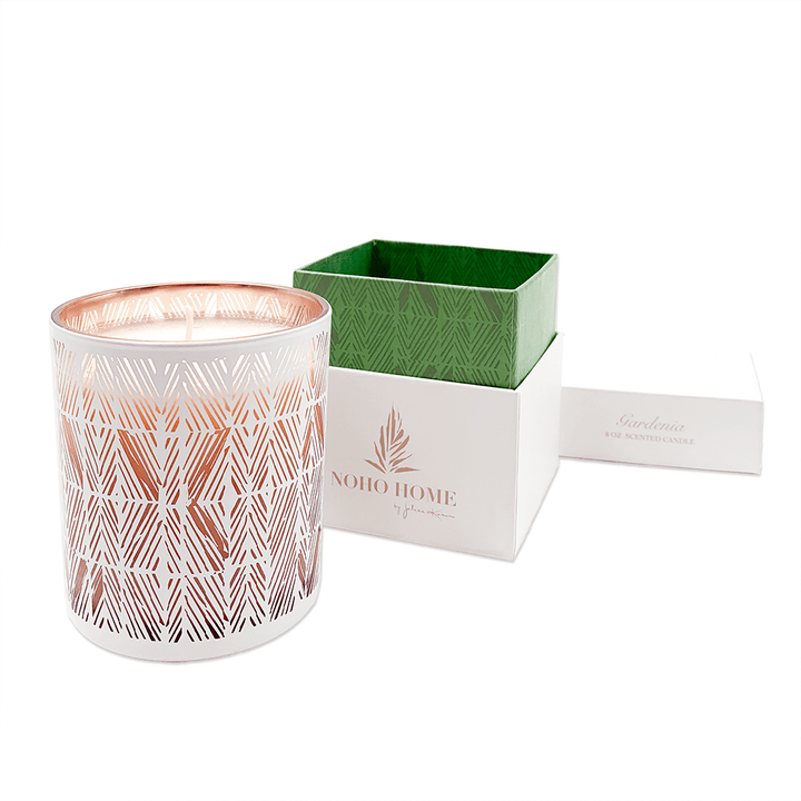 Gardenia Scent Soy Candle with open packaging